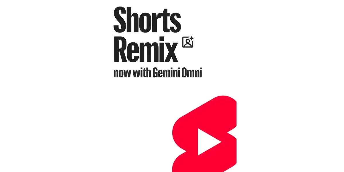 The YouTube Shorts Remix interface uses Gemini Omni to restyle videos with digital watermarks and attribution links.