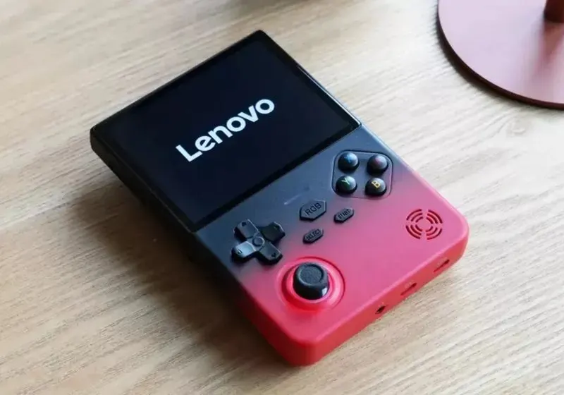 Lenovo-branded retro handheld console pre-loaded with Nintendo ROMs manufactured by a third-party Chinese company.