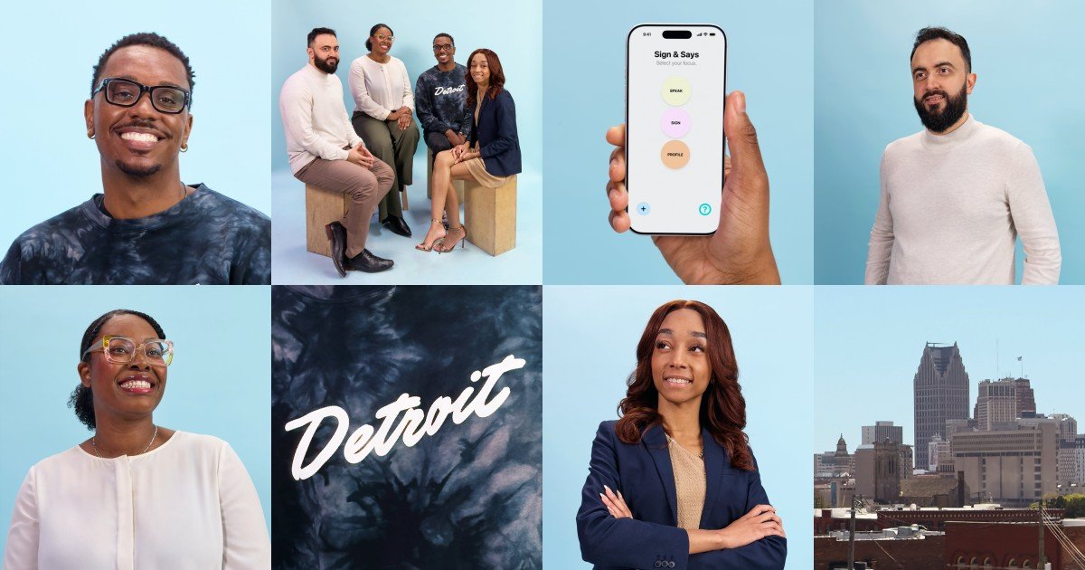 Students collaborate on coding and design projects at the Apple Developer Academy in Detroit.