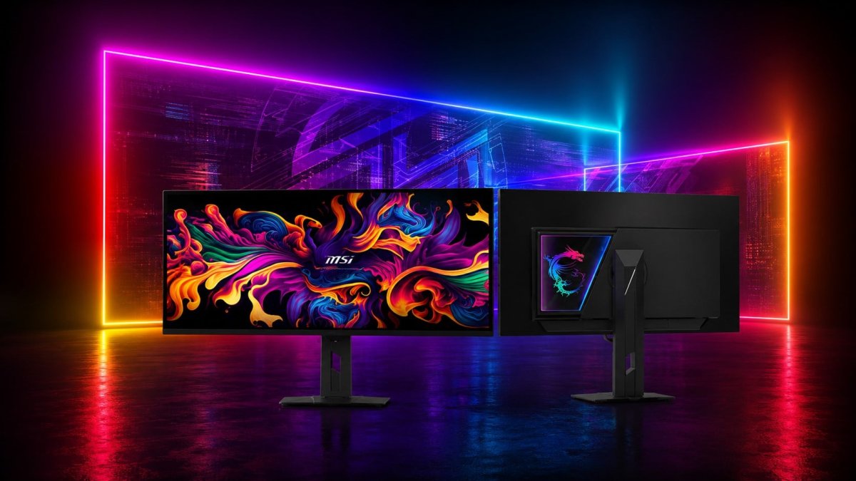 The MSI tri-mode gaming monitor displays a 680Hz refresh rate specification alongside its panel design.
