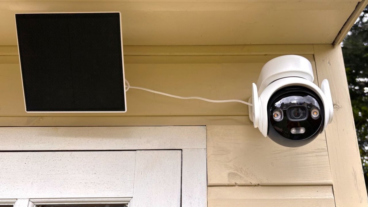 IMOU AOV PT 4G solar security camera with external solar panel for remote property monitoring.