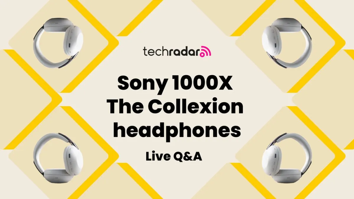 Sony displays its latest high-end wireless headphones on a review desk during audio testing.