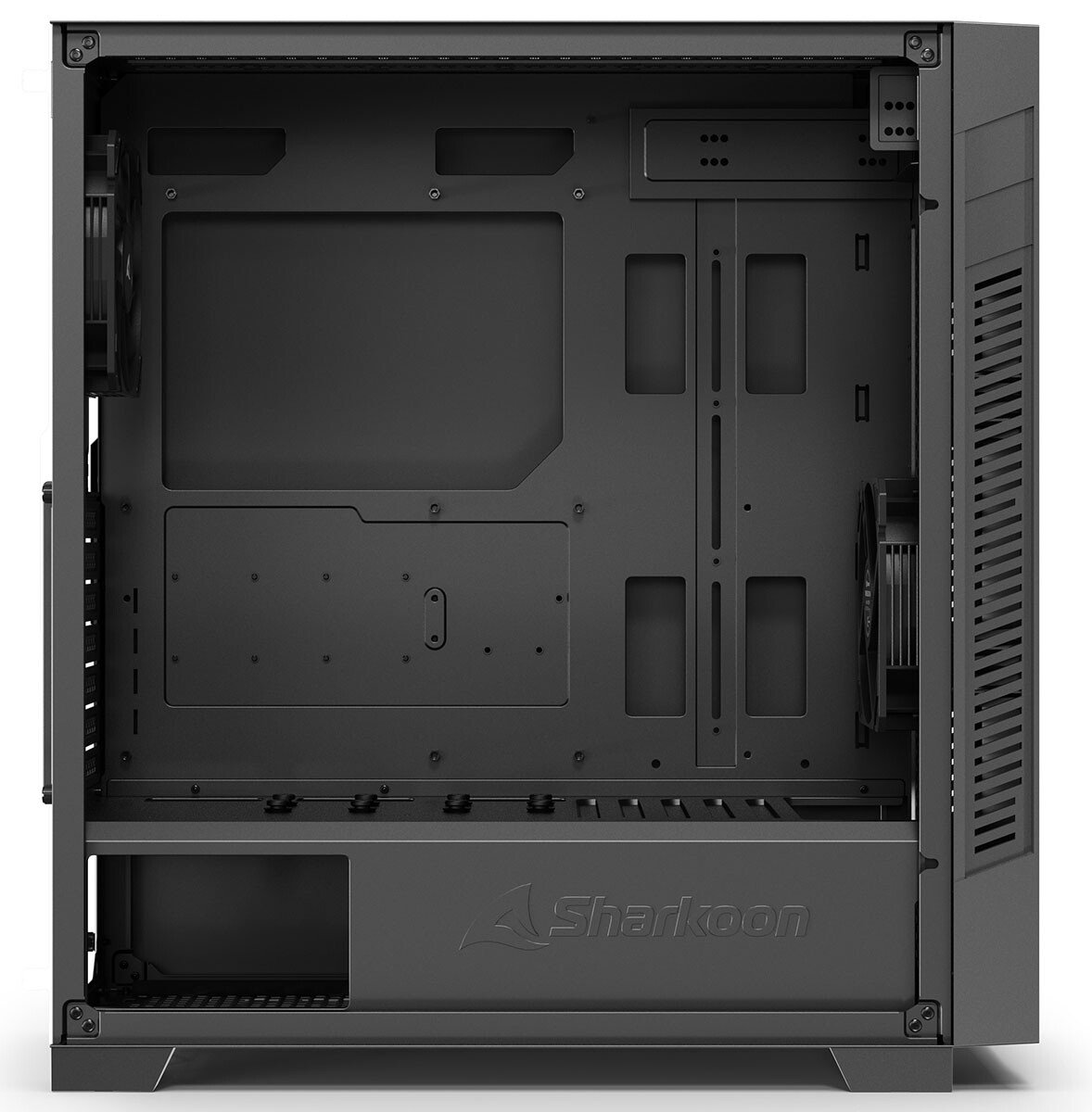 The Sharkoon S25 series desktop cases feature minimalist designs, RGB showcases, and acoustic optimization.