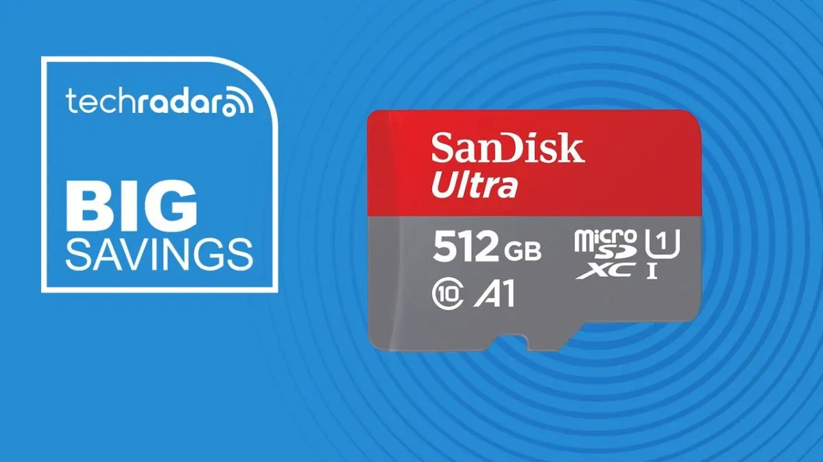 The image displays the SanDisk Ultra 512GB MicroSD card alongside its retail packaging.