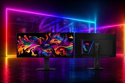 MSI MPG OLED 322URDX36 triple-mode QD-OLED gaming monitor on display at Computex 2026
