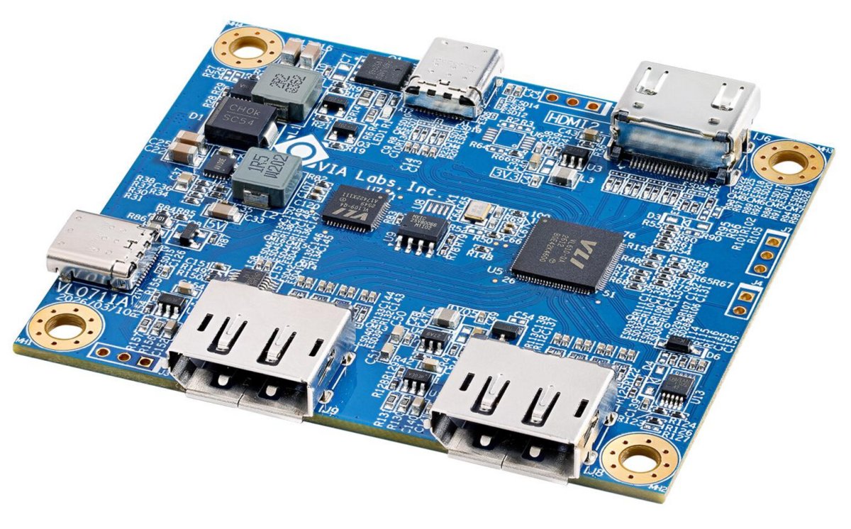 VIA Labs VL610 and VL610D hub controllers support multi-display USB-C docking and power management.