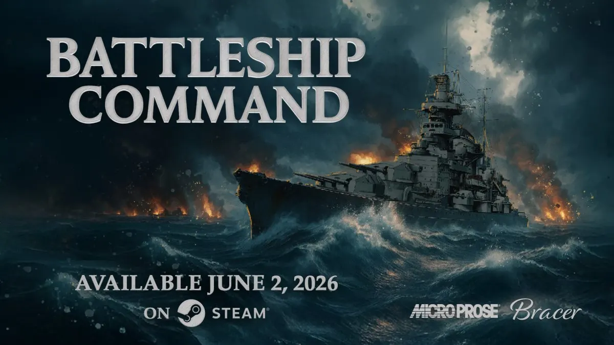 A German battleship sails in the upcoming World War II naval simulation Battleship Command, launching June 2026.