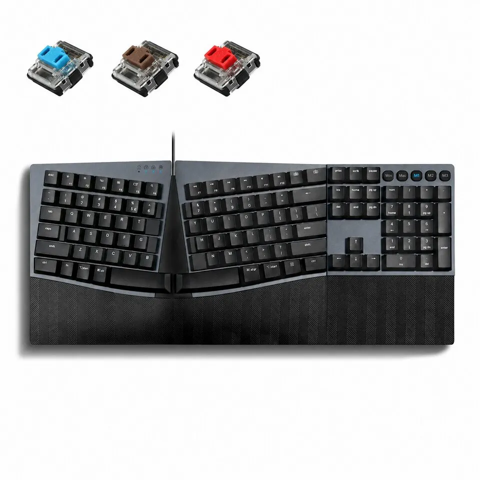 The Periboard-535 II is a full-size wired ergonomic mechanical keyboard designed for prolonged office work.
