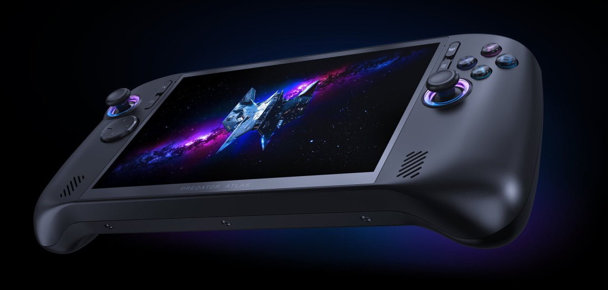 The Acer Predator Atlas 8 handheld gaming device features the Intel Arc G3 Extreme processor.
