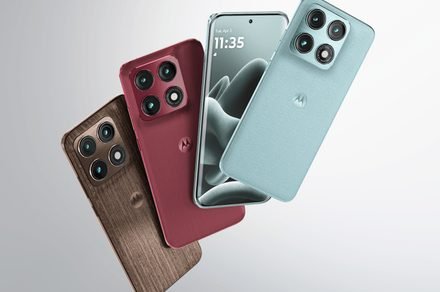 The Motorola Edge 70 Pro+ smartphone displays its triple camera array and slim chassis design.