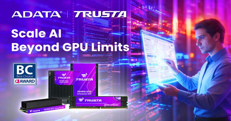 TRUSTA AI Scaler Extended Memory Solution architecture diagram shows system memory and SSD integration for AI deployment.