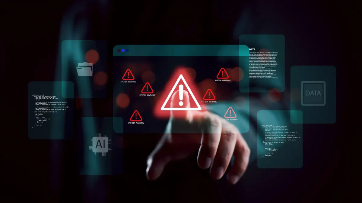 Phishing email warning with Microsoft branding and security alert