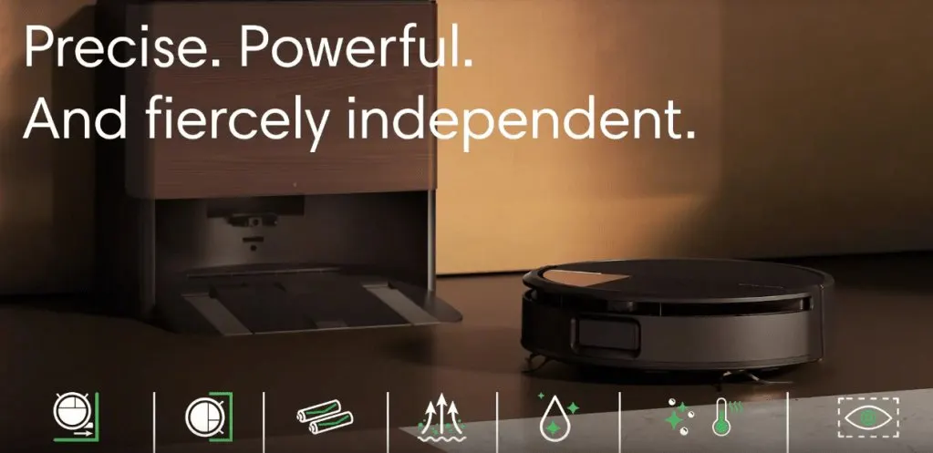 iRobot robotic vacuum cleaners are displayed alongside corporate acquisition documents.