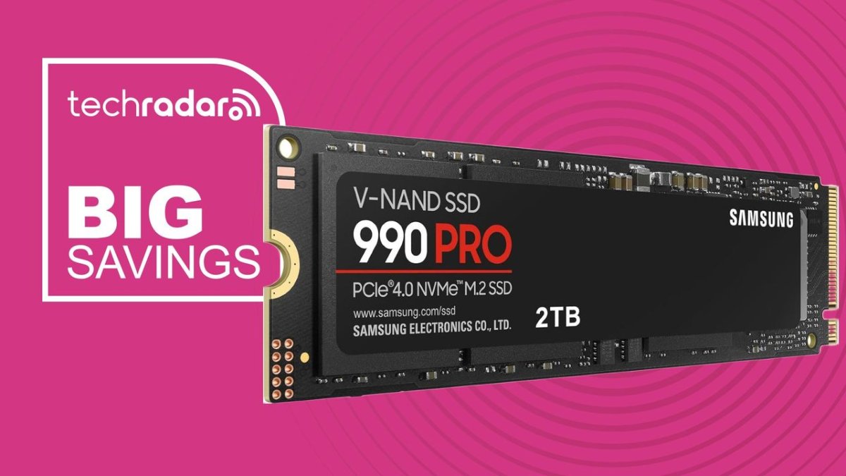 Samsung 990 Pro 2TB NVMe solid-state drive and retail packaging