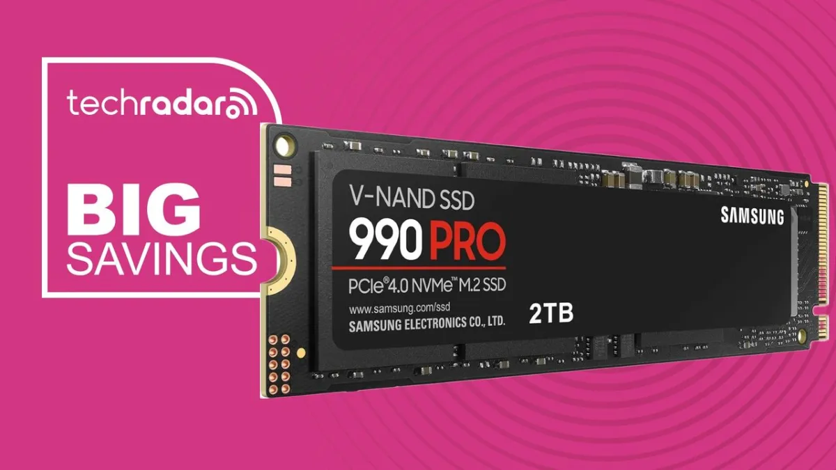 Samsung 990 Pro 2TB NVMe solid-state drive and retail packaging