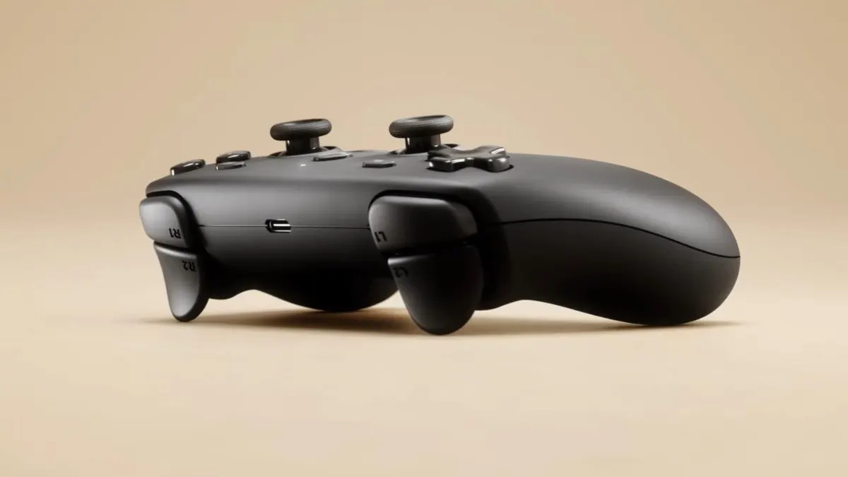 Metallic Pixel Watch band contacting exposed charging pins on a Steam Controller puck.