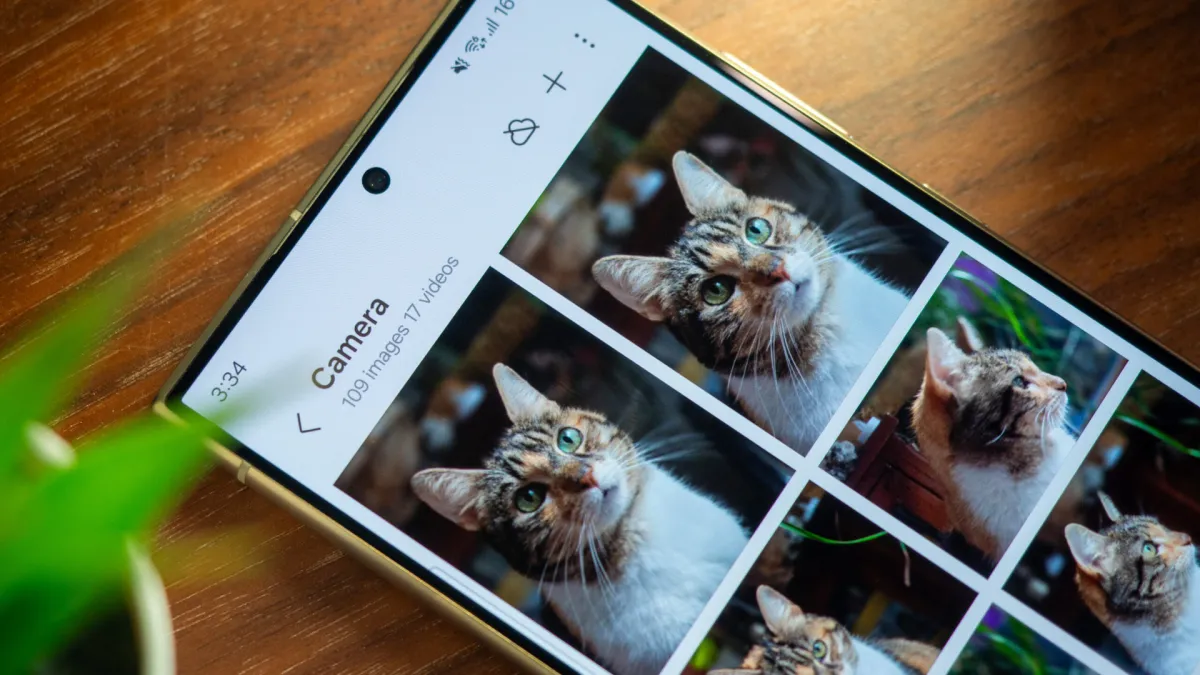 The Samsung Gallery app interface displays the OneDrive sync settings page.