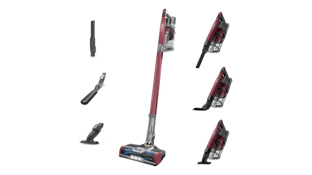 Cordless stick vacuum with floor brush and crevice tool attachments