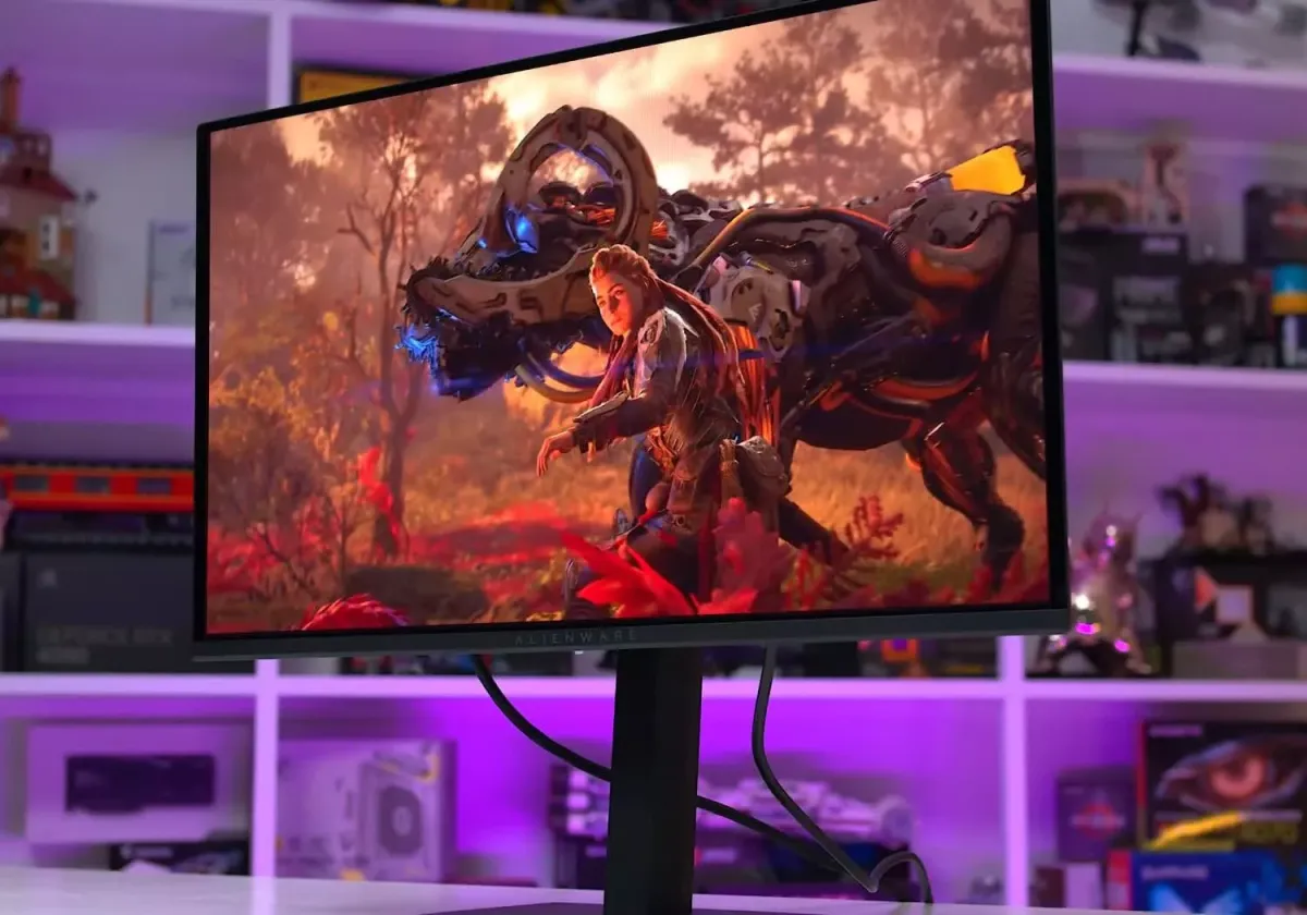 Dell Alienware AW2726DM QD-OLED gaming monitor front view.