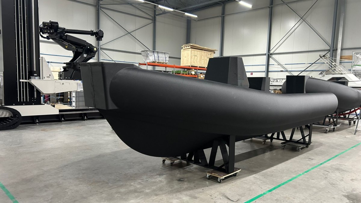 This six-meter 3D-printed naval vessel uses recycled plastic and volcanic basalt fiber for radar stealth and rapid deployment