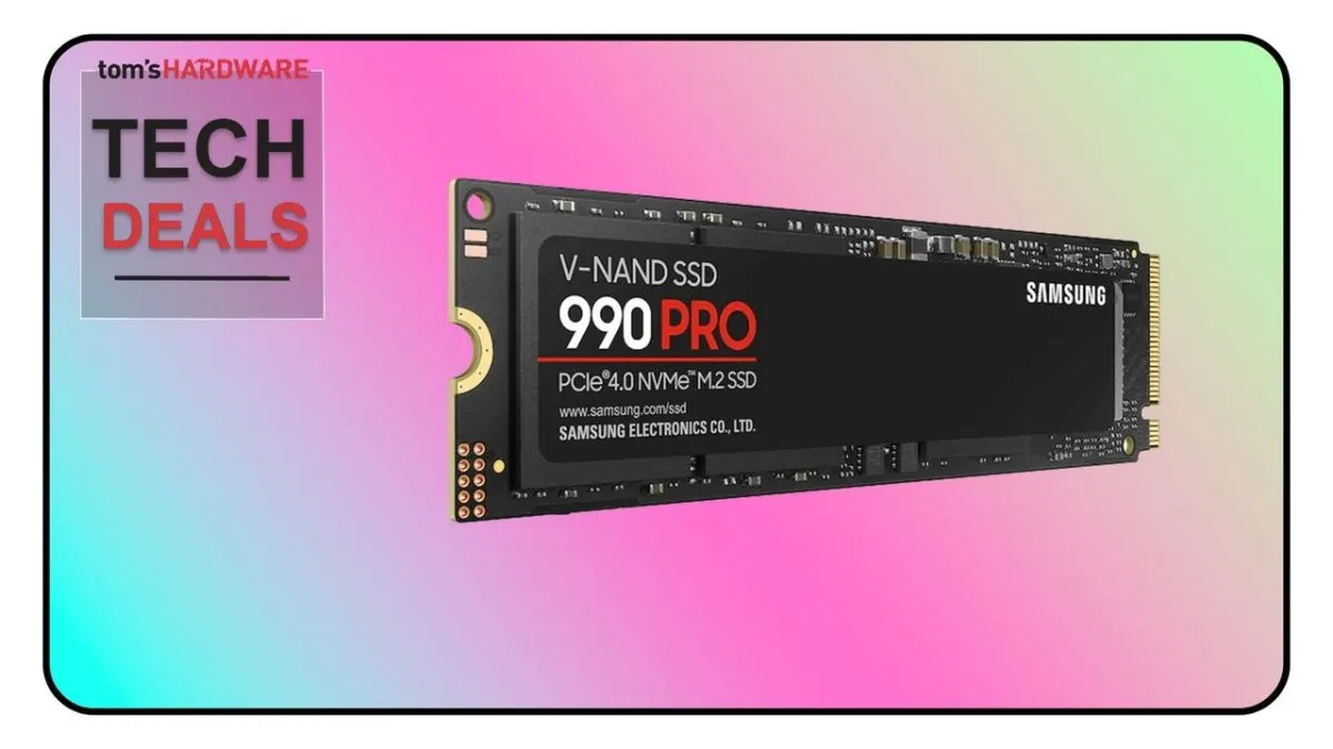 The Samsung 990 Pro 2TB solid state drive is shown alongside updated market pricing data.