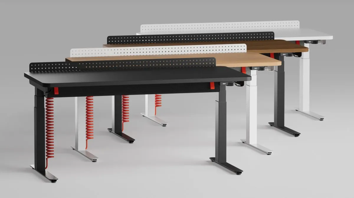 The Herman Miller Coyl desk features modular components and integrated cable management.