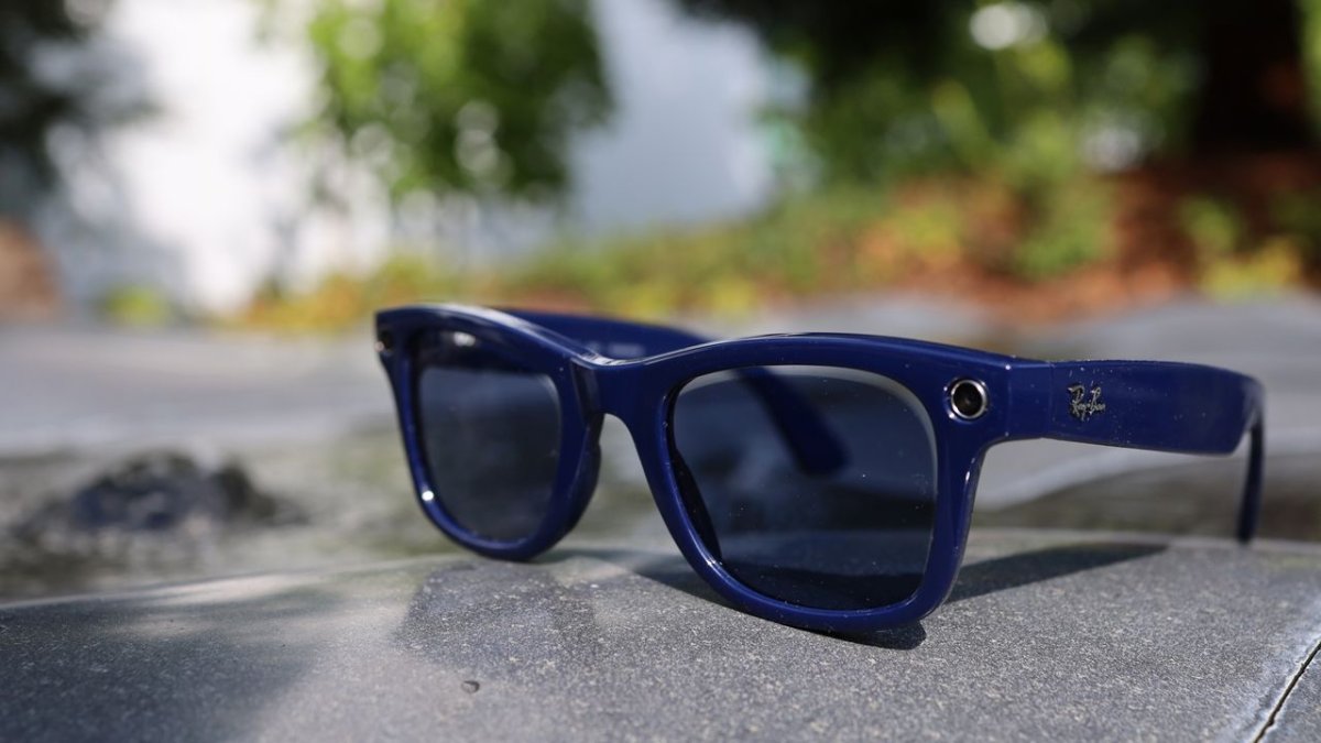 The Ray-Ban Meta Gen 2 Wayfarer smart glasses are shown on a neutral surface.