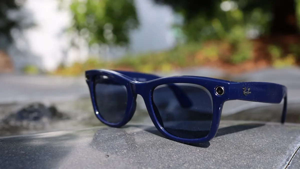 The Ray-Ban Meta Gen 2 Wayfarer smart glasses are shown on a neutral surface.