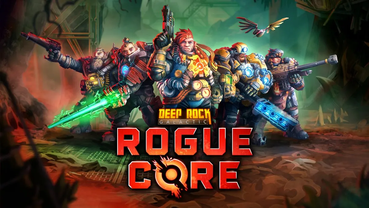 Screenshot showing cooperative gameplay during the Deep Rock Galactic: Rogue Core early access launch.