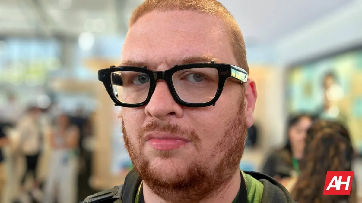 The prototype Android XR glasses feature integrated Gemini AI processing for augmented reality navigation.