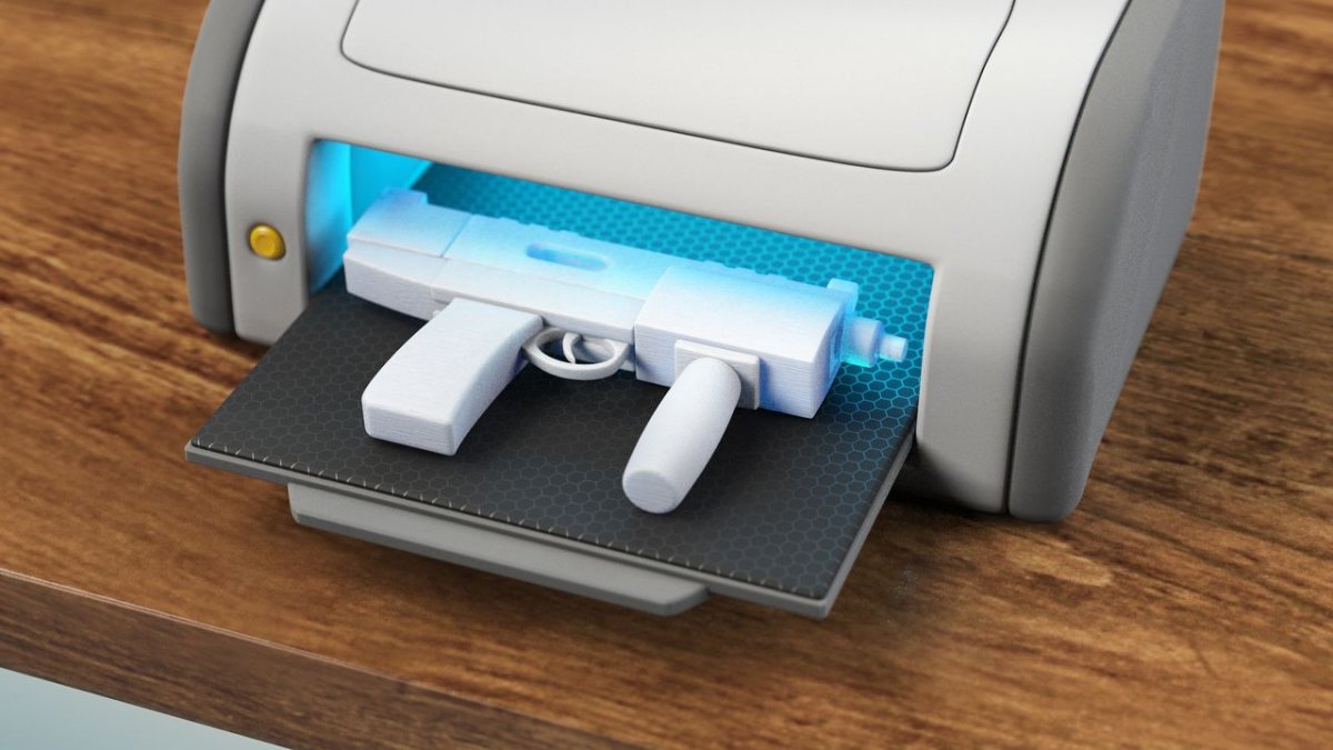 A 3D printer creating a plastic component