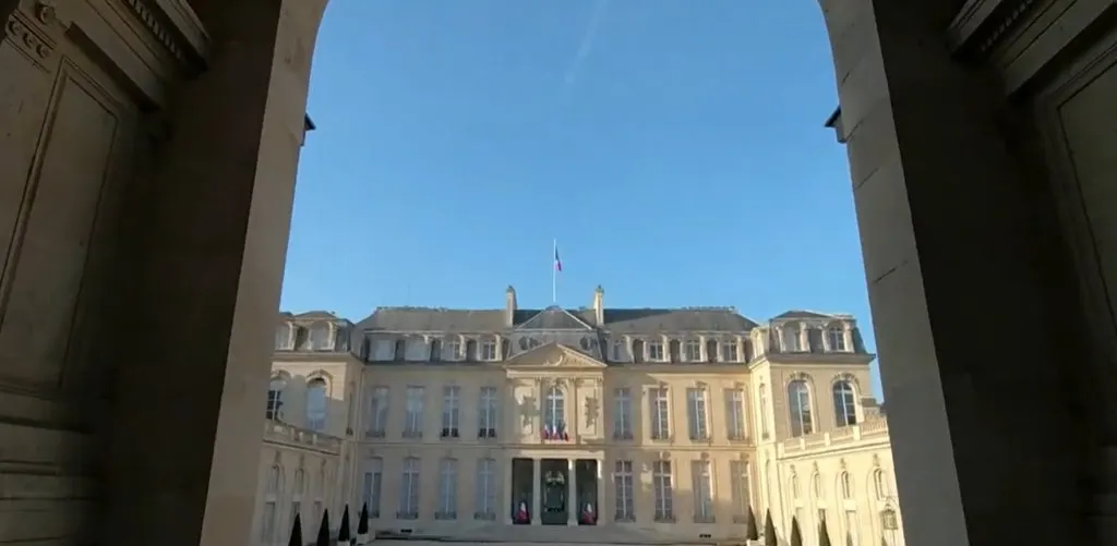 French judicial authorities searching the Élysée Palace during a contract corruption investigation.