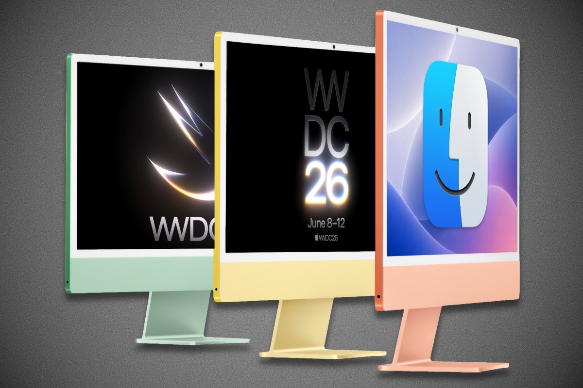 Conceptual layout of macOS 27 alongside refreshed Mac hardware at WWDC26