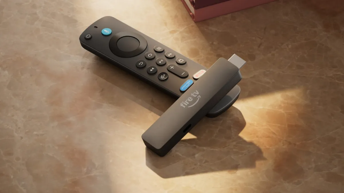 The Amazon Fire TV Stick HD streaming device features a compact design and the new Vega operating system.