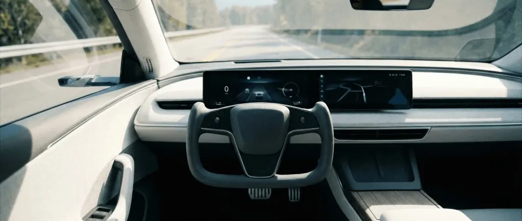 Modern vehicle cockpit featuring a half steering wheel design under China's draft automotive regulation