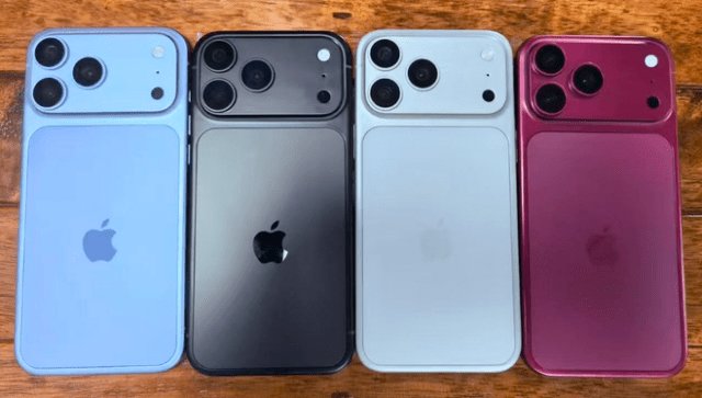 A physical dummy model of the iPhone 18 Pro displays the new dark cherry burgundy finish.