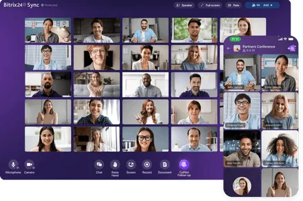 The interface displays unified customer relationship management tools with embedded artificial intelligence automation.