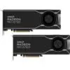 The AMD Radeon PRO W7800 and W7900 workstation graphics cards display their cooling shrouds and expansion ports.