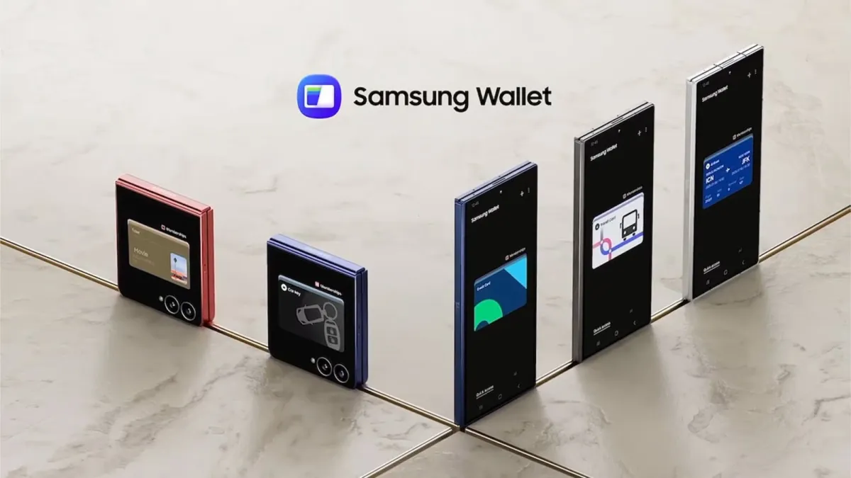 Samsung Wallet app screen showing a stored United States passport for TSA-approved domestic travel.
