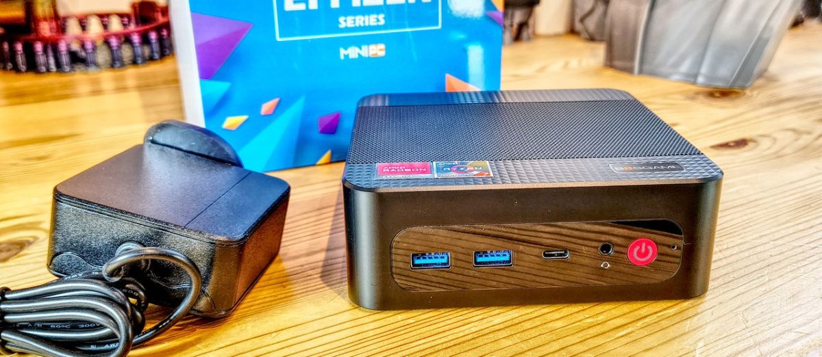 Bosgame P4 Ultra desktop chassis featuring dual 2.5GbE ports and ventilation grilles