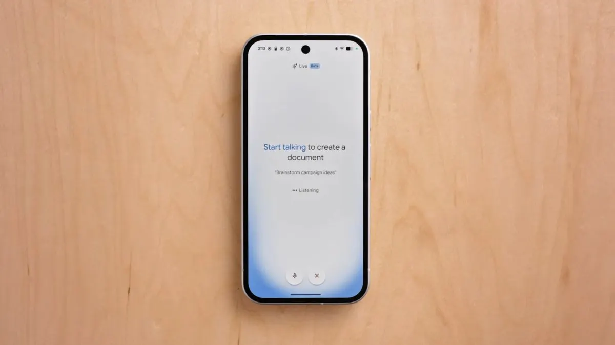 Smartphone displaying a voice assistant interface