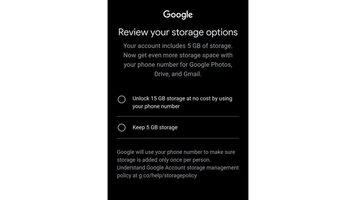 Graphic illustrating Google's updated five gigabyte free storage limit for new accounts