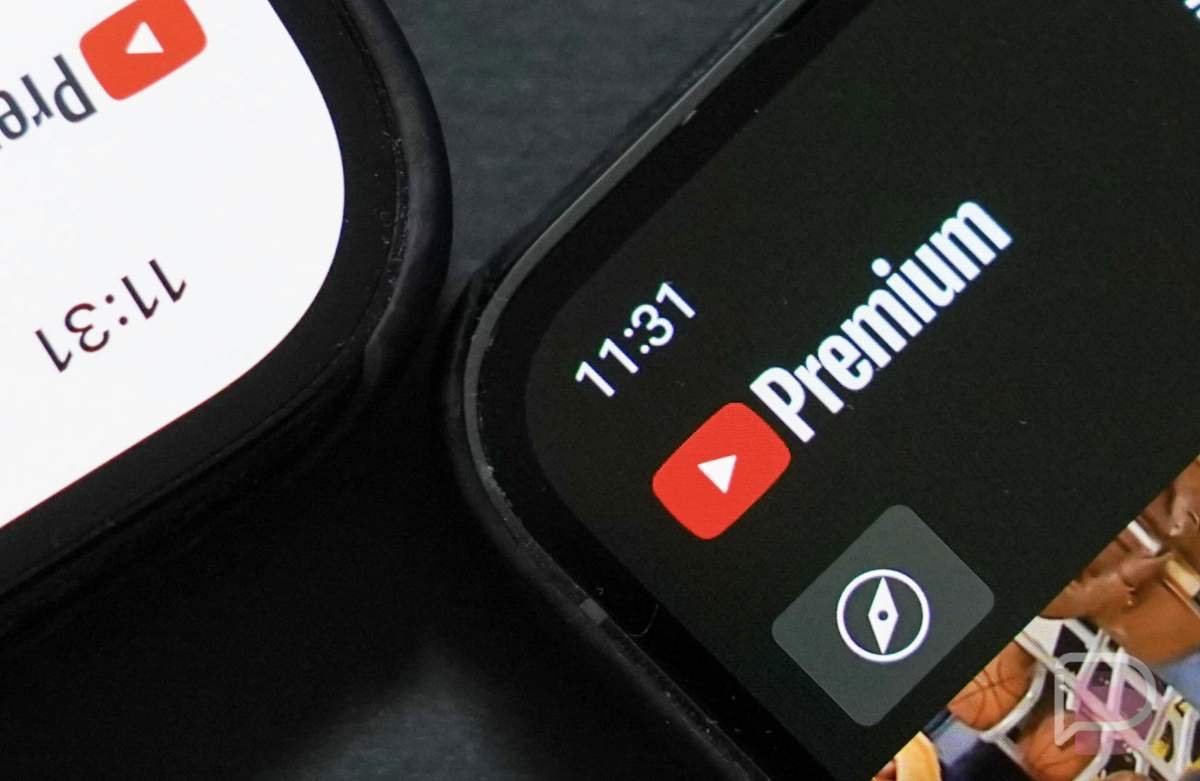 A smartphone screen displays YouTube Premium podcast playback controls and speed adjustment options.