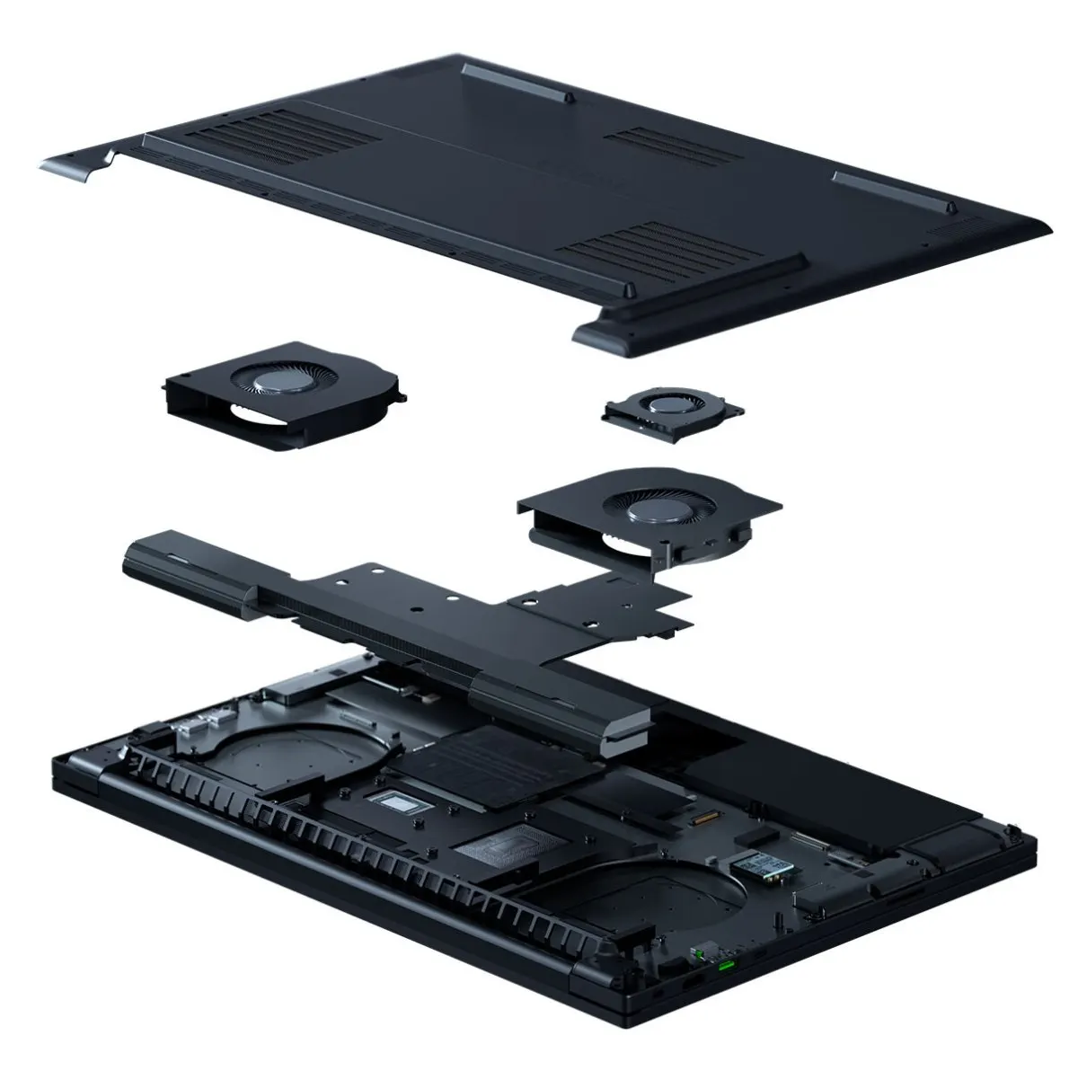 The Razer Blade 18 2026 laptop is shown open with its screen illuminated.