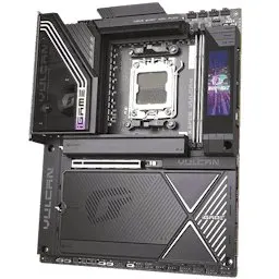 Colorful iGame X870E Vulcan OC V14 motherboard showcasing VRM heatsinks, PCIe slots, and AMD socket layout.