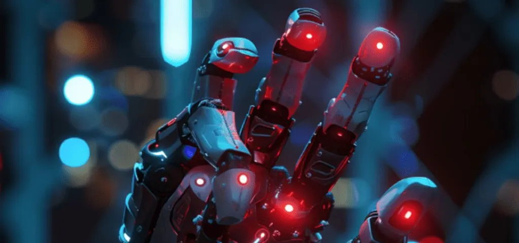 Dexterous robotic hand featuring integrated sensors and actuators for precise physical manipulation tasks.