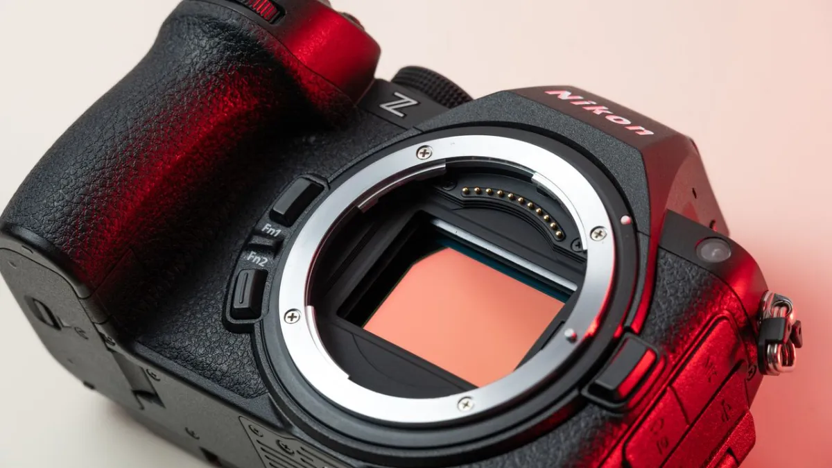 The Nikon Z5 II full-frame mirrorless camera rests on a neutral display surface.