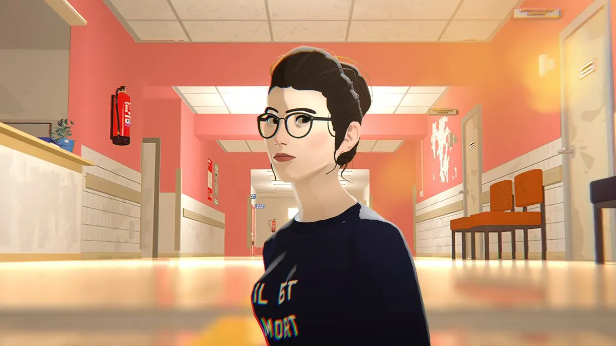 A scene from The Wreck showing time-shifting memory sequences that transform a car accident into an interactive narrative...