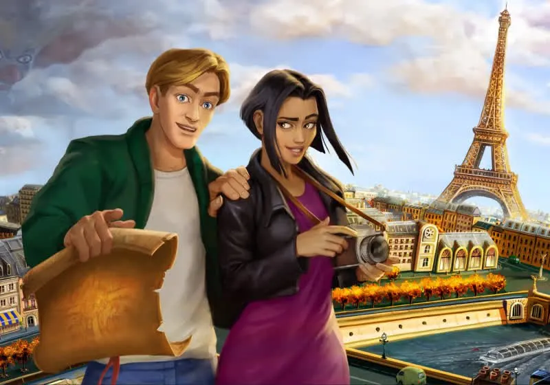 Promotional artwork for the 1996 point-and-click adventure game Broken Sword: The Shadow of the Templars