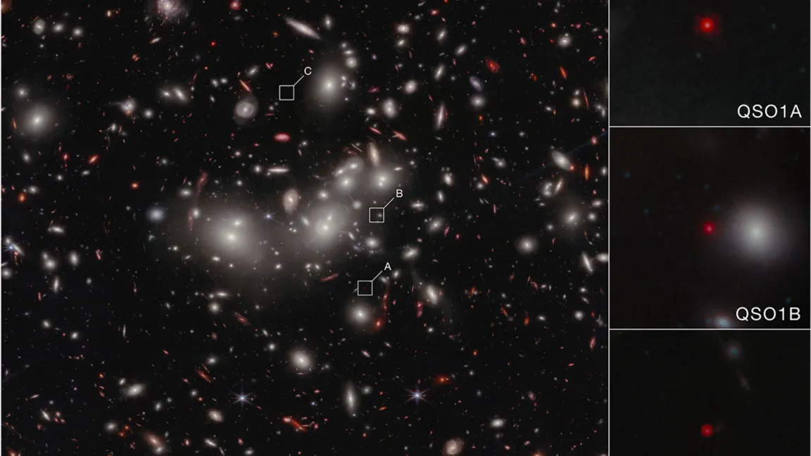 Gravitational lensing magnifies a distant little red dot confirmed as a naked supermassive black hole.
